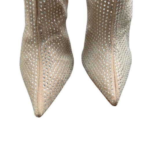 NEW Schutz Women's Sybil Suede & Rhinestone Beige Booties Size 5B- $175 - Picture 5 of 9